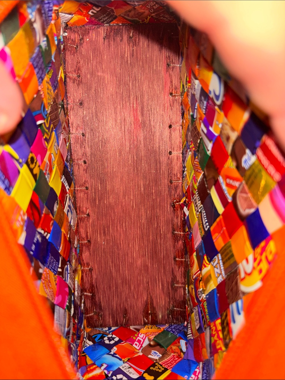Vtg Handwoven Multicolor Recycled Snack Wrapper Hand Bag - Picture 14 of 14